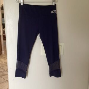 Justice Dark Blue Kids Legging/Capris with Mesh Accents 👩‍🦰